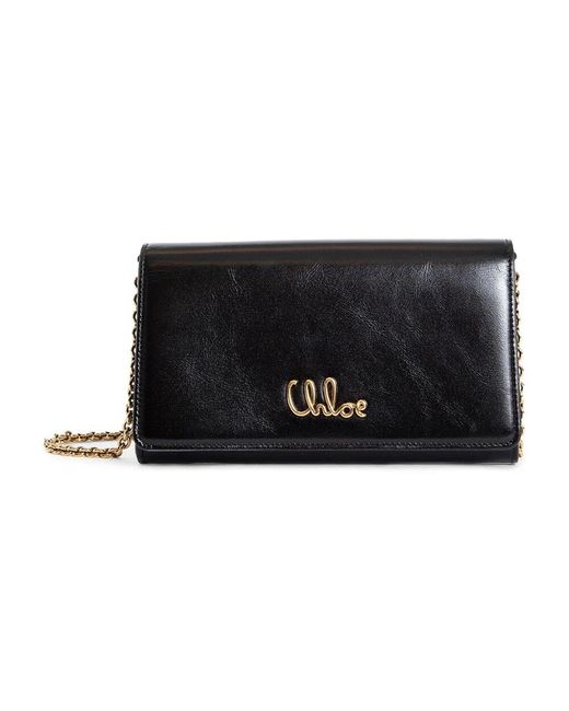 Chloé Black Ikonic Schwarze Leder Umhängetasche