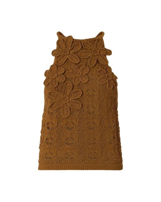 Pinko Brown Sleeveless Tops