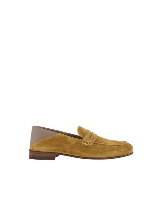 Manolo Blahnik Bruine Suède Penny Loafers in het Natural voor heren