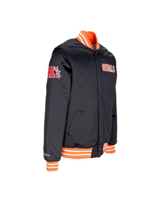 Mitchell & Ness Jassen ,Zwart ,Polyester Nfl Bomberjack Cincinnati Bengals Viering in het Blue voor heren