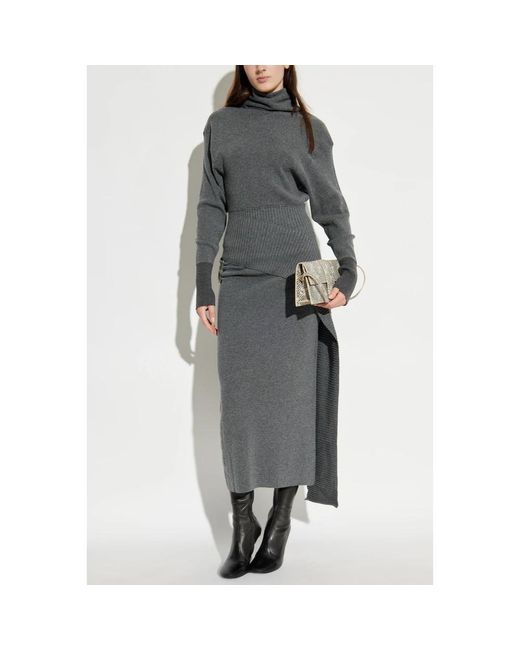 Lanvin Kleedjes ,Grijs ,Wol Jurk Met Applicatie in het Gray