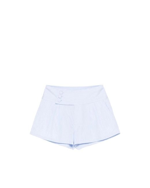FRAME White Button Striped Shorts