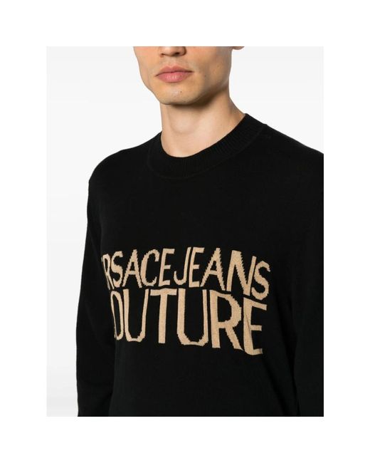 Versace Schwarzer baumwoll-kaschmir-pullover in Black für Herren