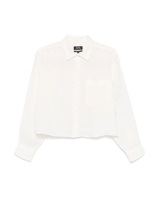 A.P.C. Overhemden ,Wit ,Witte Button-Up Overhemd Lange Mouwen in het White
