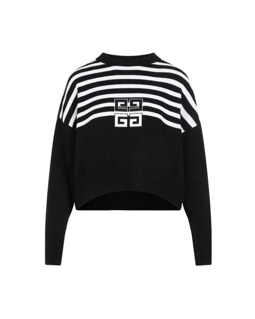 Givenchy Black Schwarzer baumwollpullover mit 4g-logo