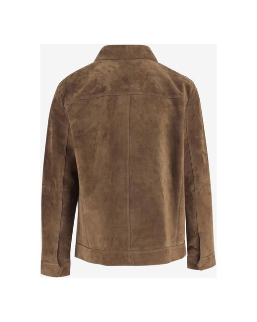 Yves Salomon Brown Leather Jackets for men