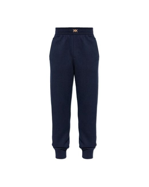 Versace Broeken ,Blauw ,Katoen Cashmere-Blend Knit Trainingsbroeken in het Blue voor heren