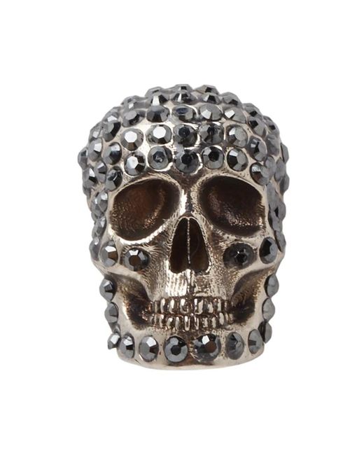 Alexander McQueen Gray Pave Skull Pin