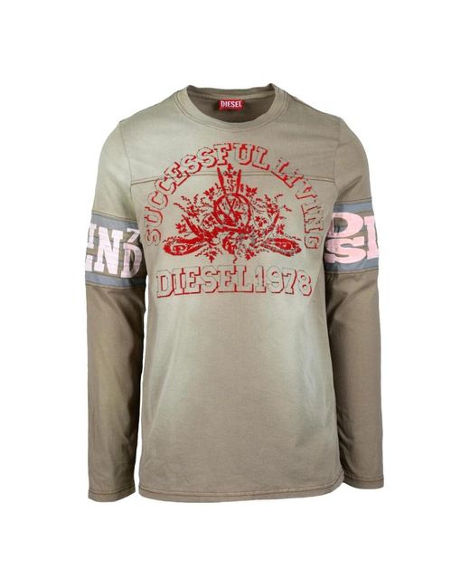 DIESEL Gray Long Sleeve Tops for men
