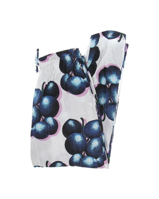 Obey Broeken ,Veelkleurig ,Katoen Blauwe Bessen Wit Multi Lange Broek in het Blue