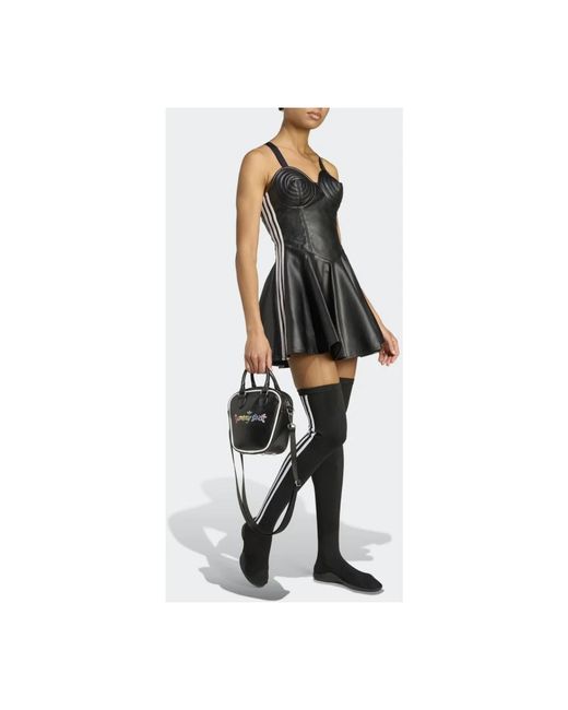 Adidas Fitness ,Zwart ,Zwarte Nep Leren Jurk in het Black