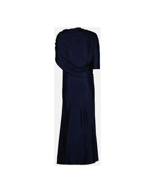 Rabanne Kleedjes ,Blauw ,Asymmetrische Jurk Met Zilveren Gesp in het Blue