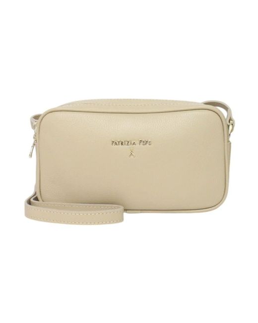 Patrizia Pepe Natural Leder Umhängetasche Mit Frontlogo