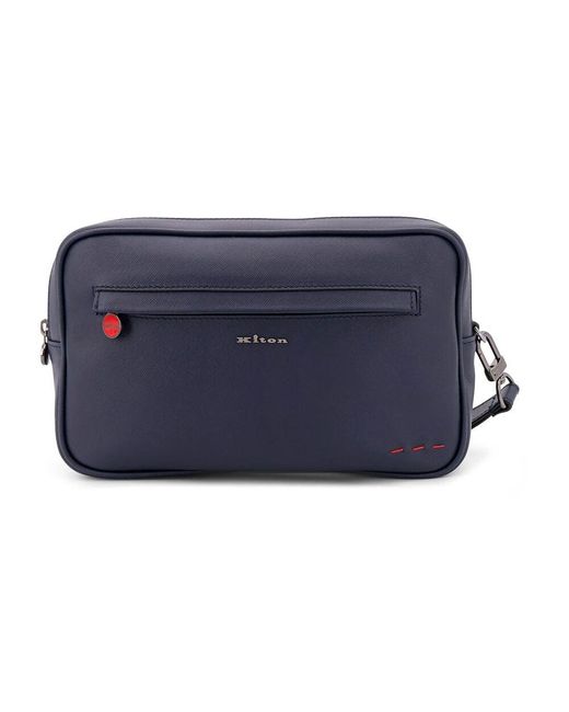 Kiton Blaue Ledertaschen Mit Reißverschluss in Blue für Herren