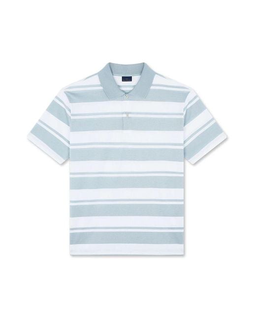 Paul & Shark Gestreiftes Poloshirt Aus Perlbaumwolle in Blue für Herren