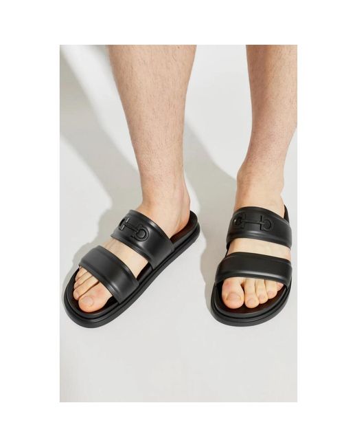 Ferragamo Saint Barth Slide in Black für Herren