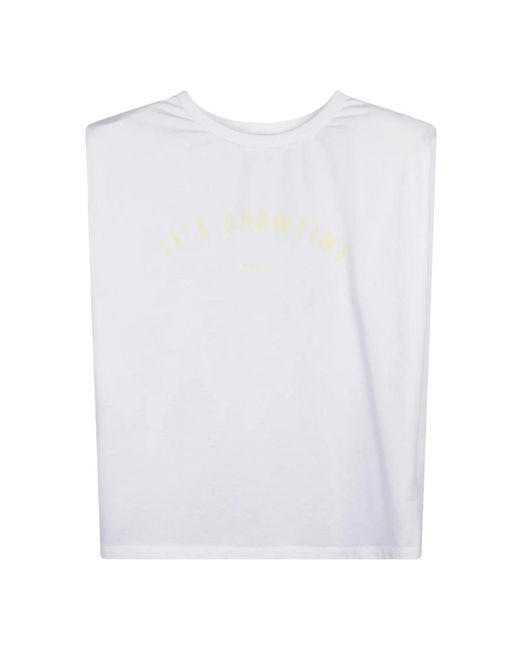 10Days White Gepolstertes ärmelloses t-shirt mit schulterpolstern