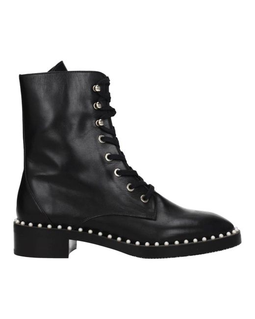 Stuart Weitzman Black Schwarze Leder Knöchelstiefel Punk Rock