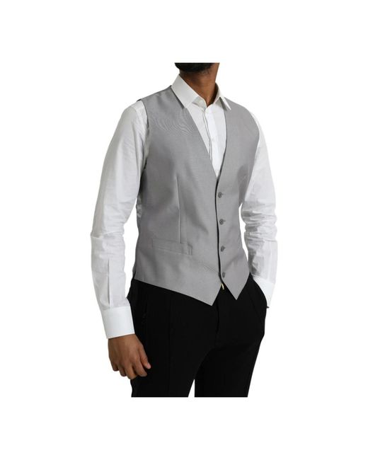 Dolce & Gabbana Gray Waistcoats for men