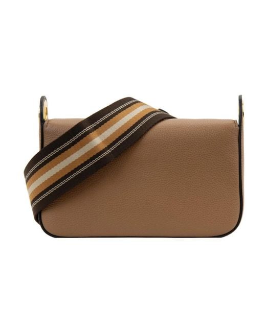 Prada Brown Damen Leder Schultertasche Magnetknopf
