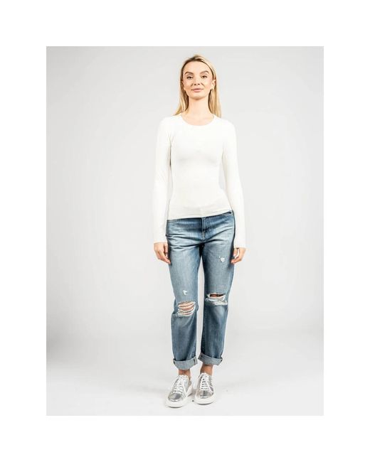 Guess Truien & Vesten ,Leer Rondgebreide Trui Met Ronde Hals in het White