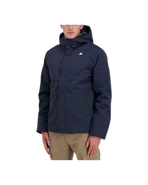 K-Way Blauer Twill Marmotta Mantel in Blue für Herren