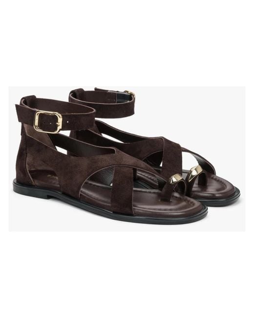 ESTRO Brown Flat Sandals