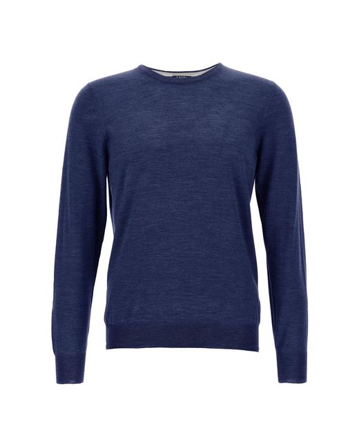 Barba Napoli Blue Round-Neck Knitwear for men