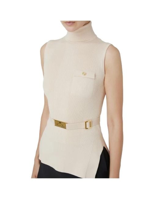 Elisabetta Franchi Natural Sleeveless Tops