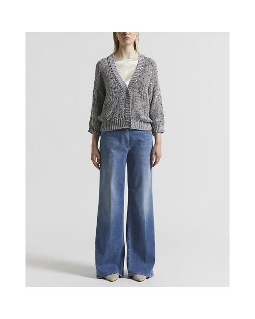Peserico Gray Baumwoll-Strickjacke Mit Pailletten