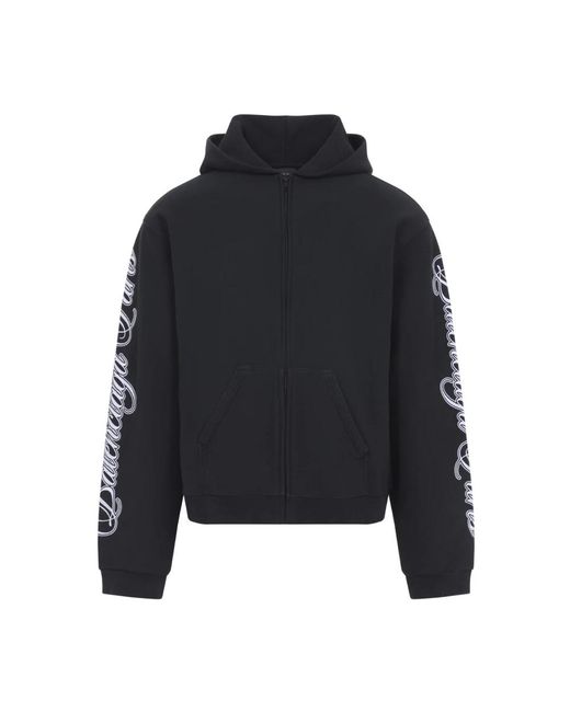 Balenciaga Hoodies & Sweatvesten ,Zwart ,Katoen Regular Zip Up Hoodie in het Blue voor heren