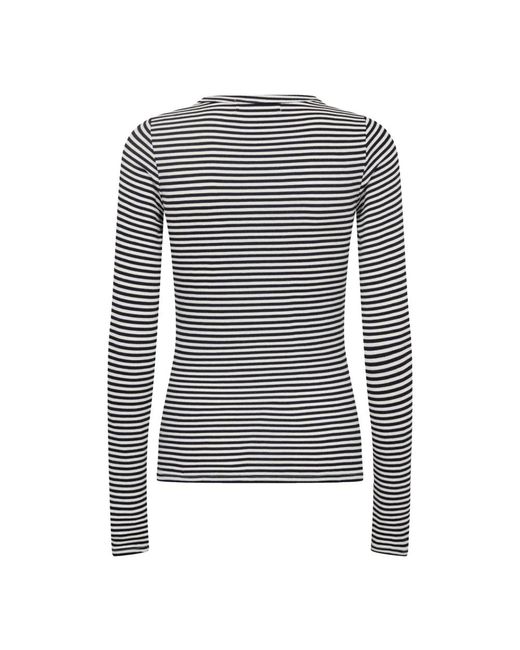 Sofie Schnoor Tops ,Veelkleurig ,Spandex Zwart Gestreepte Lange Mouw Blouse in het Blue