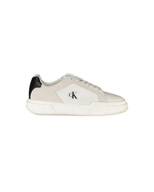 Calvin Klein Weiße Leder Herren Sneaker in White für Herren