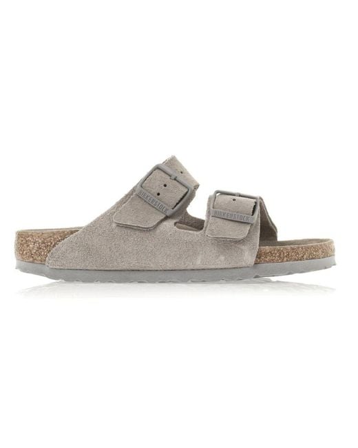 Birkenstock Gray Sommer-sliders aus leder und wildleder