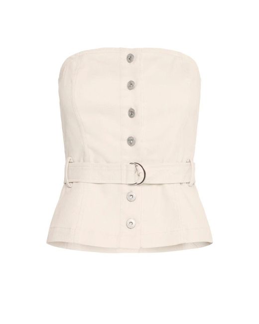 Ichi Natural Sandshell bluse mit knopfleiste vorne