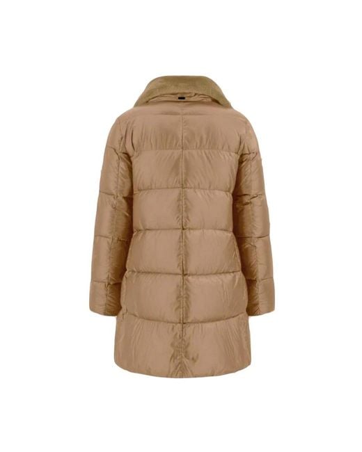 Herno Jassen ,Bruin ,Nylon A-Lijn Ultralichte Nylon Bontjas in het Natural