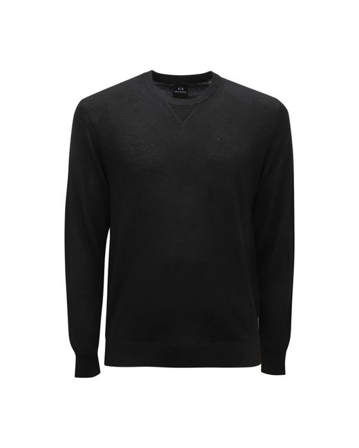 Round-Neck Knitwear di Armani in Black da Uomo