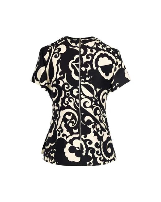 Louis Vuitton Black Printed T-shirt Blouse - '10s