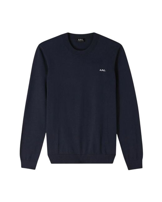 Round-Neck Knitwear di A.P.C. in Blue da Uomo