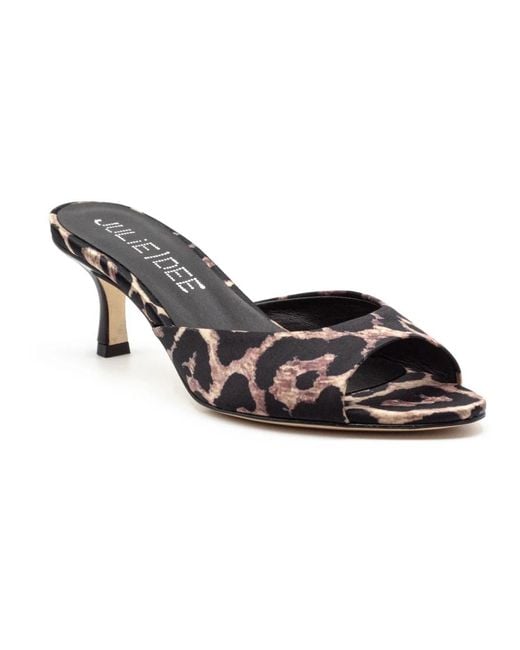 Julie Dee Black Heeled Mules