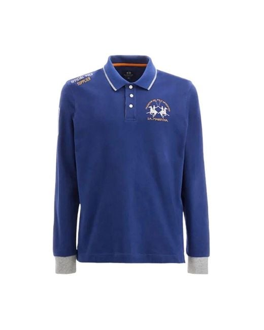 La Martina Blue Polo Shirts for men