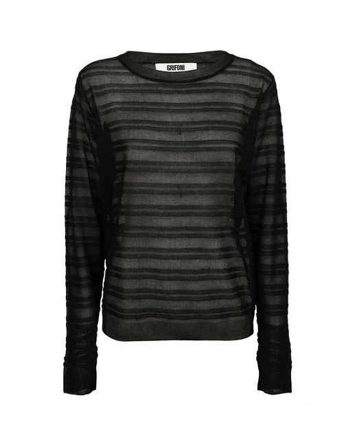 Grifoni Round-Neck Knitwear in het Black voor heren