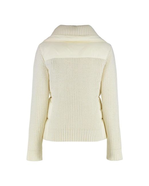 Moncler Truien & Vesten ,Wol Gewatteerd Wollen Vest Met Rits in het Natural