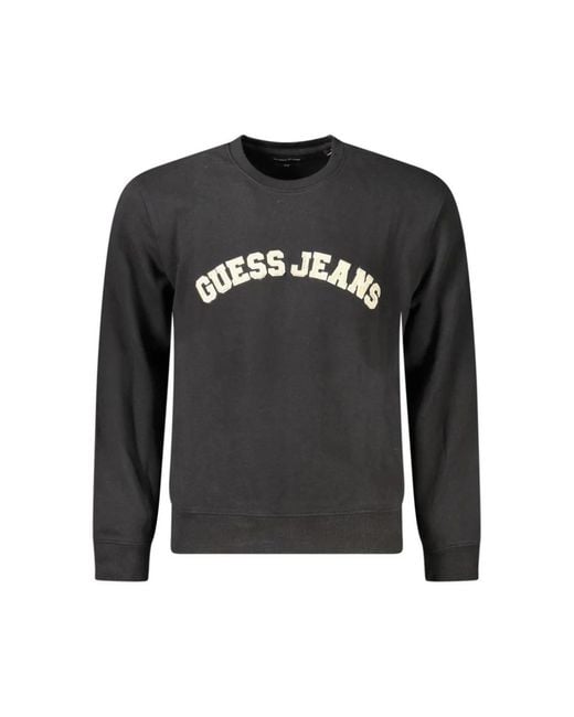 Guess Schwarzer Baumwollpullover Mit Rippbündchen in Black für Herren