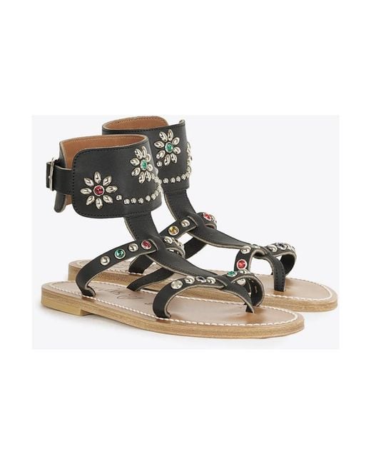 K. Jacques Black Flat Sandals