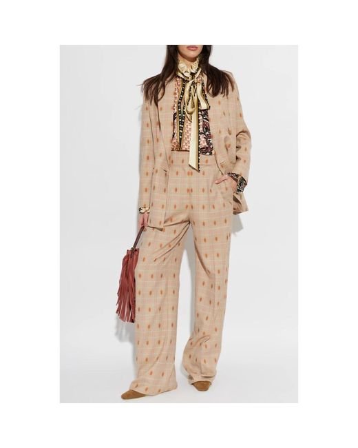 Etro Wollen Double-Breasted Blazer in het Natural