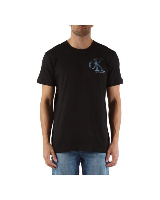 T-shirt in cotone con stampa logo di Calvin Klein in Black da Uomo