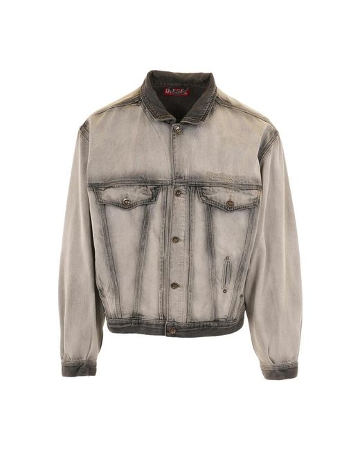DIESEL Gray Denim Jackets for men