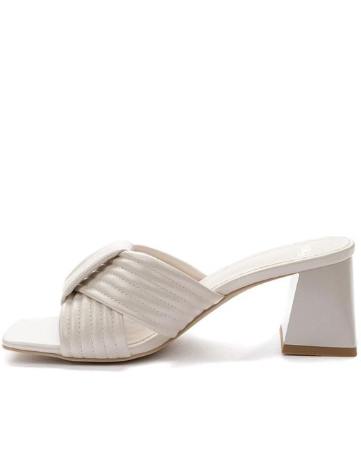 Keddo White Heeled Mules