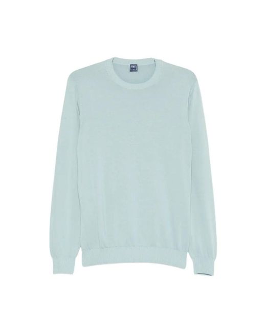 Fedeli Blue Round-Neck Knitwear for men